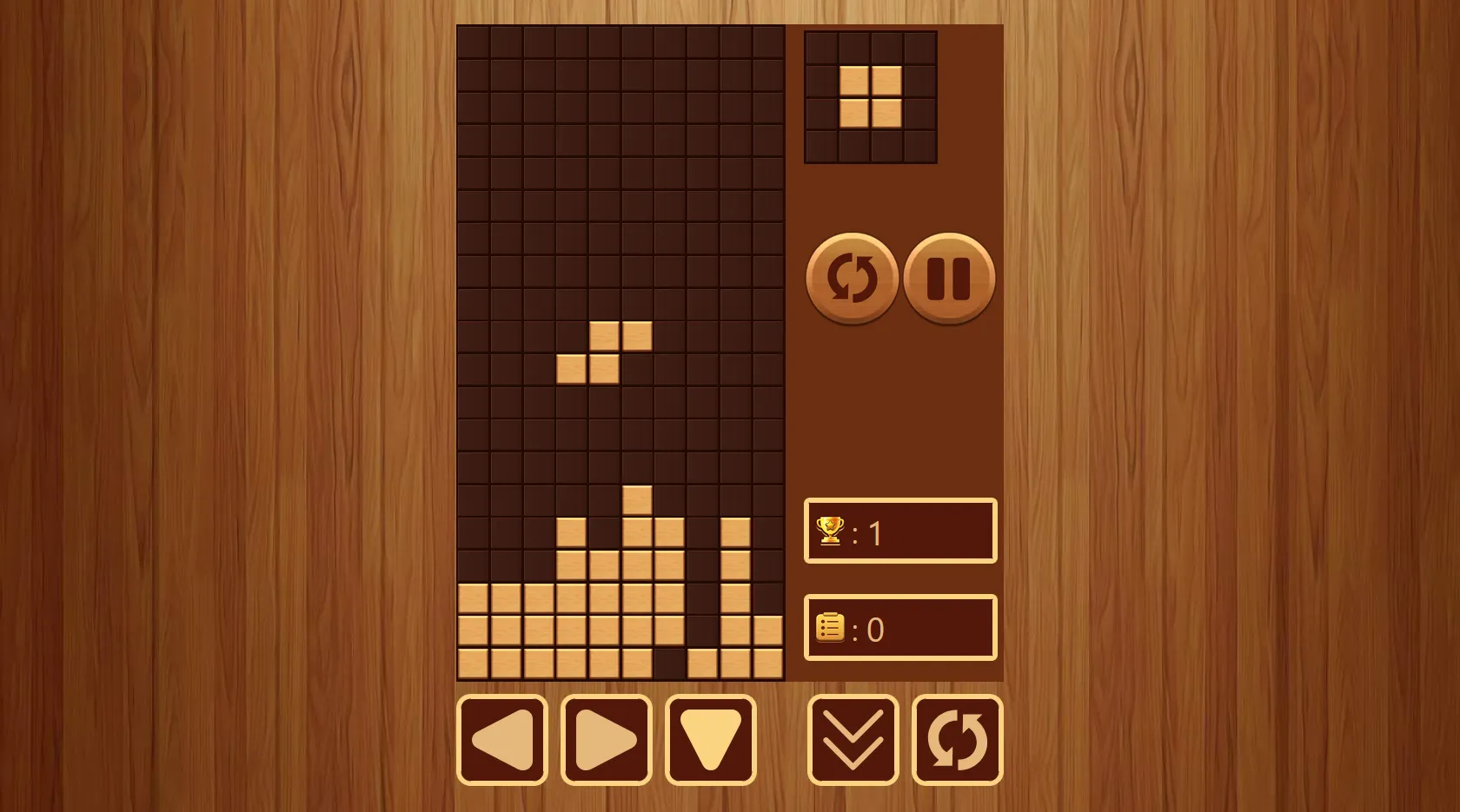 ウッドテトリス ゲーム画面